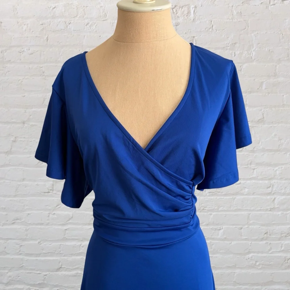🍓$5 Pick!🍓 Elegant Flutter Sleeve V-Neck Midi Dress